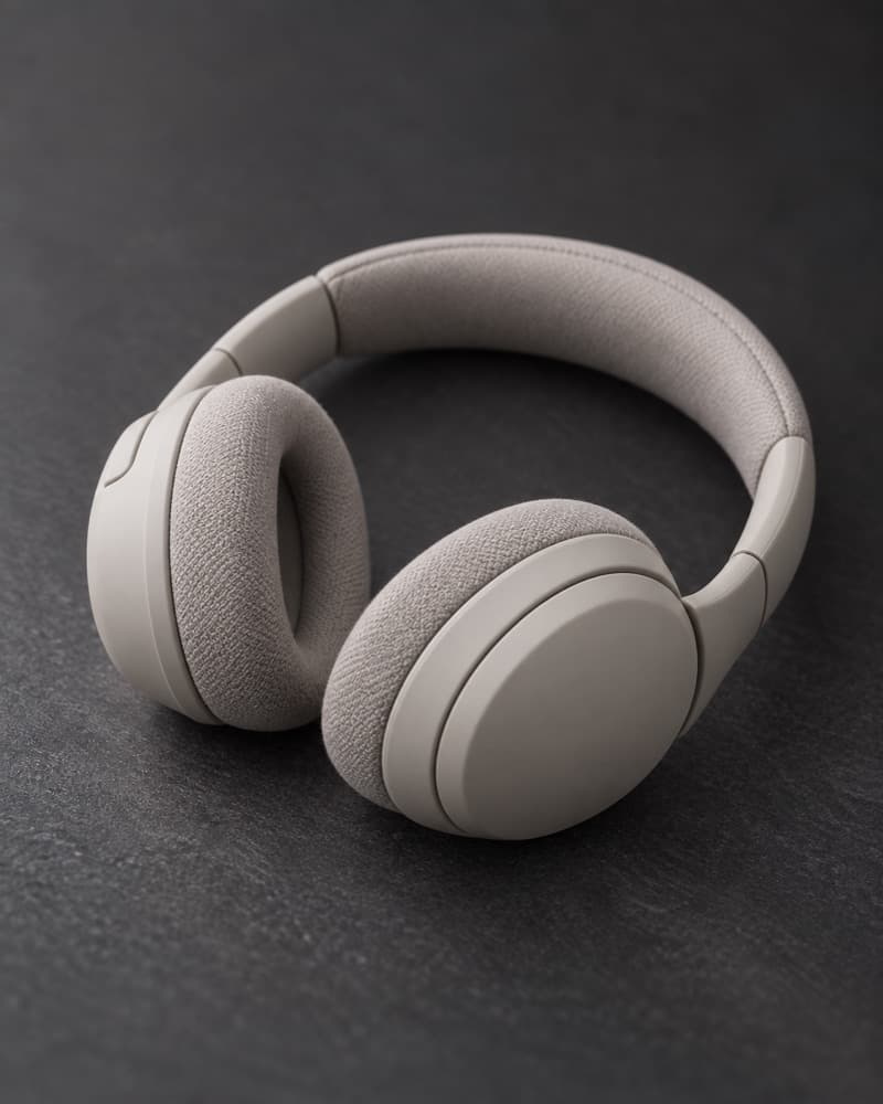 A pair of soft over ear headphones