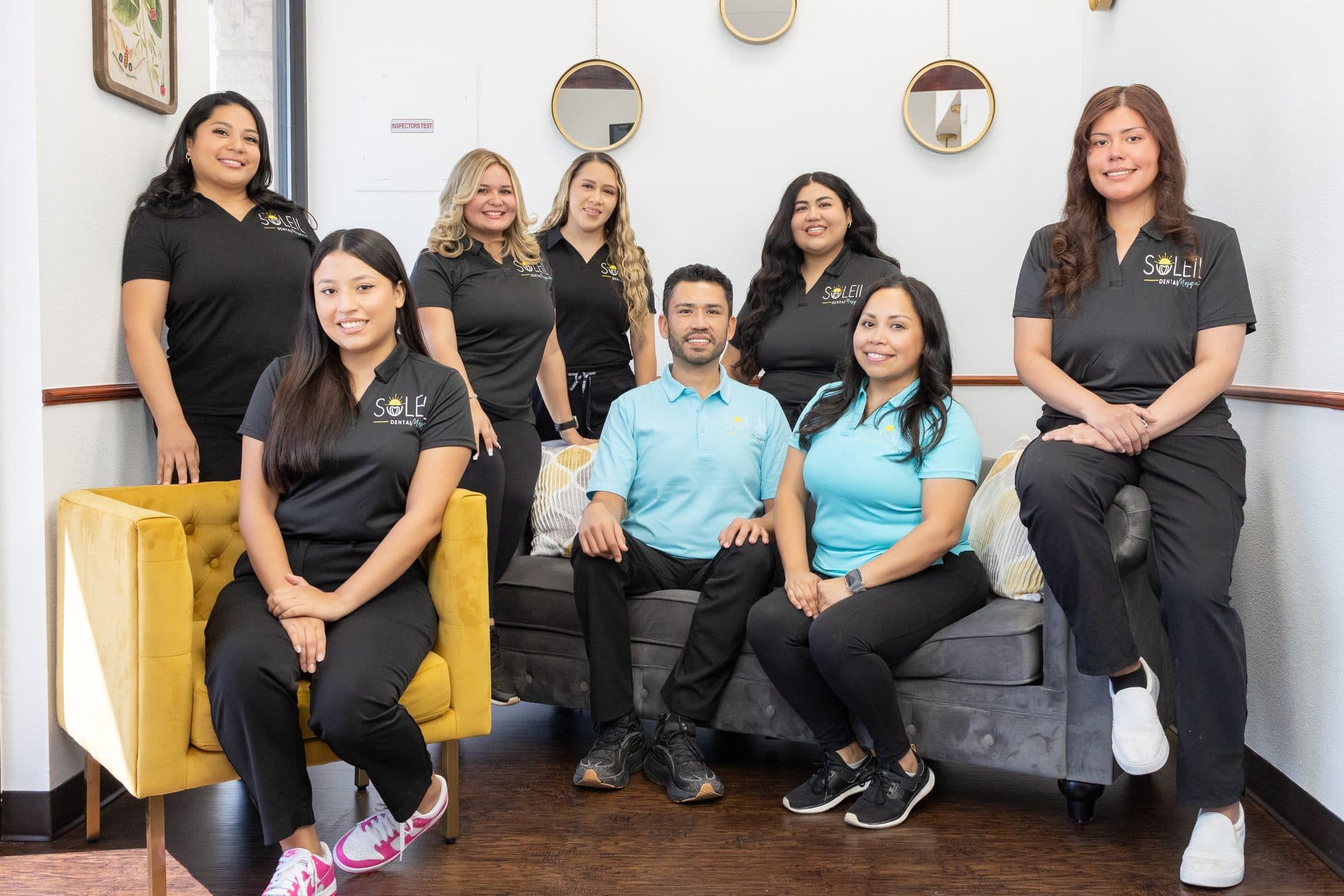 The Soleil Dental Mesquite team, with Dr. Vazquez and Dr. Aldana, together in the waiting room